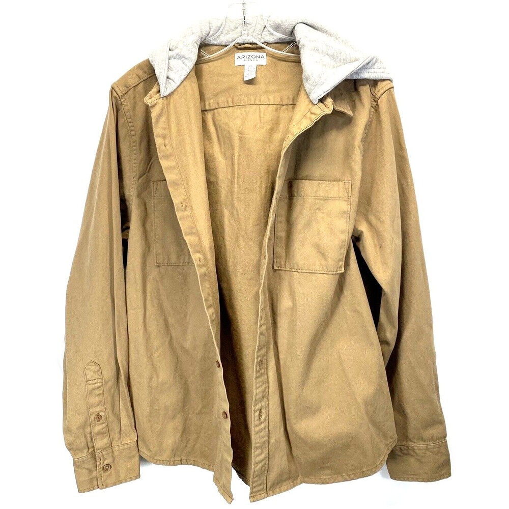 Arizona Jean Co Men's Size M Jacket Tab Brown Hooded Cotton Heavy Denim